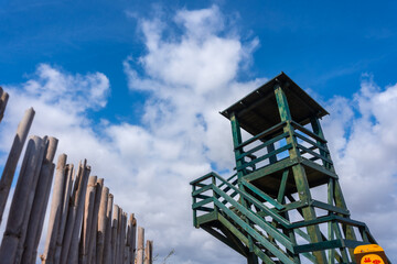 High bird viewpoint next to the lagoon in the Lagunas de la Mata Natural Park in Torrevieja, Alicante