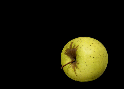  ripe green apple on a black background