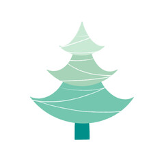 Christmas tree illustration. Hand drawn New year decoration
