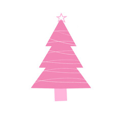 Simple hand drawn Christmas tree illustration. New Year decoration