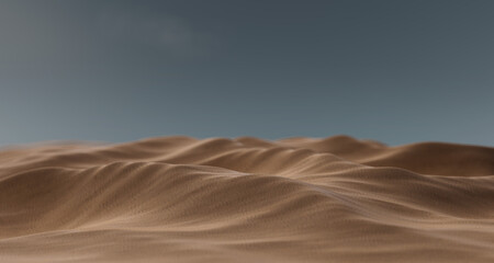 Arid desert against blue sky as 3D-Illustration