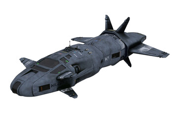 Large futuristic grey space craft in flight. 3D illustration isolated. © IG Digital Arts