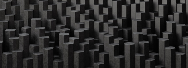 Black Hexagonal Pillars 3D Background