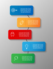 Five Vector Business color icons. Company promotion infographic - Vector
