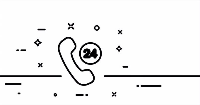 Handset. Call, Phone, 24 on 7, corded phone, landline, mail, correspondence, sms, missed. Phone future concept. One line drawing animation. Motion design. Animated technology logo. Video 4K
