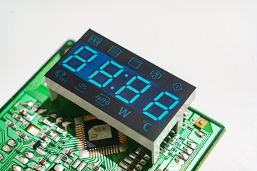 Electrical board with digital display. Spare parts of electrical appliances.