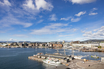 Fototapeta na wymiar View towards Akerbrygge in Oslo, Norway, Europe