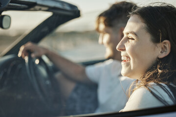 Road trip couple, summer freedom and holiday sunshine, relax and adventure in New Zealand....