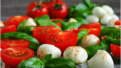 salad, food, tomato, vegetable, healthy, fresh, green, tomatoes, meal, cheese, appetizer, red, diet, lettuce, vegetarian, plate, pepper, mozzarella, vegetables, cucumber, onion, dinner, white, lunch, 