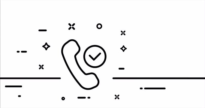 Accept call. Business contacts, talk, conversation, crossed out landline, computer, phone, buttons. Communicationconcept. One line drawing animation. Motion design. Animated technology logo. Video 4K