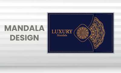 Luxury mandala background with golden and blue color pattern Arabic Islamic east style. Elegant invitation wedding card , invMandala ite , backdrop cover banner illustration vector eps cc.