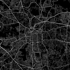 Map of Pune city. Urban black and white poster. Road map with metropolitan city area view.