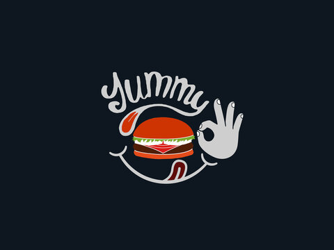 yummy and fresh burger logo design image