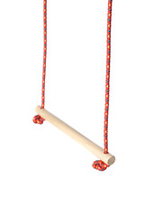 Wooden swing for children on a white background