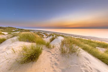 Papier Peint photo Lavable Mer du Nord, Pays-Bas Coucher de soleil sur l& 39 océan depuis la dune en Zélande