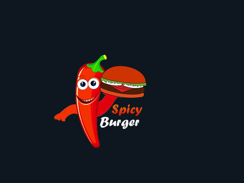 spicy and fresh burger logo design image