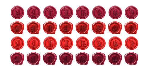 Wax Seal Monogram Alphabet Letters I, J, K, L, M, N, O, P, Set