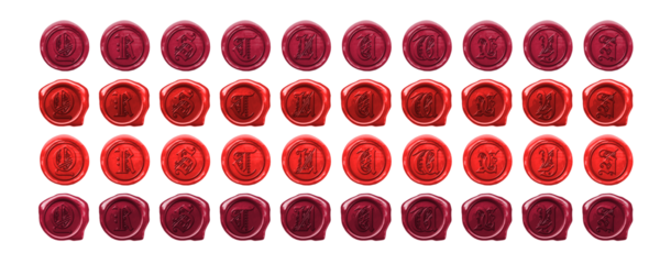 Wax Seal Monogram Alphabet Letters Q, R, S, T, U, V, W, X, Y, Z, Set
