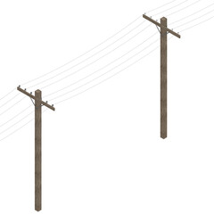 3d rendering illustration of a wooden telephone pole