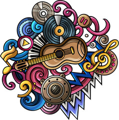 Doodle Music illustration. Musical colorful design