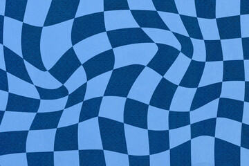 Wavy retro chess board groovy hippie background.