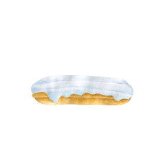 watercolor drawing of eclair with sugar icing