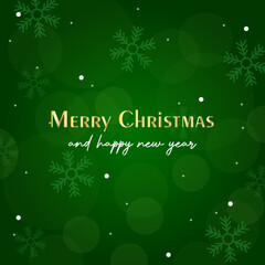 green christmas background with snows and snowflakes vector illustration design