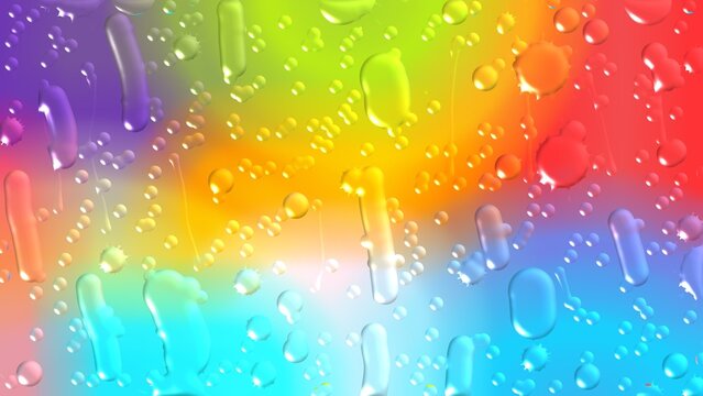 Abstract colorful frosted glass watercolor painting background with splash liquid rain drops. Colorful holographic gradient background