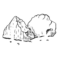 Hand drawn vector landscape with mountains or stone