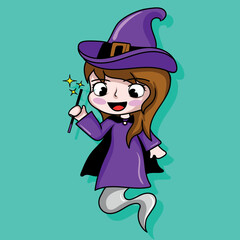 illustration art cute the witch character design