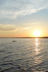 Obraz premium A lot of people enjoy sunset time