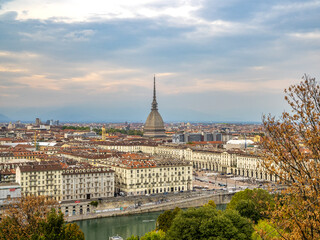 Fototapeta na wymiar Mole Antonelliana in Turin Panorama