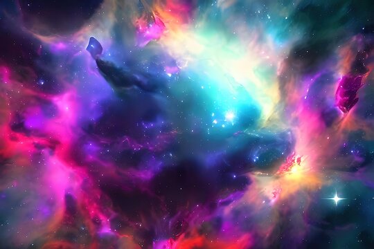 Nebula galaxy wolf background with blue purple outer space 3D cosmos and beautiful universe stars. Elements of this image furnished by NASA