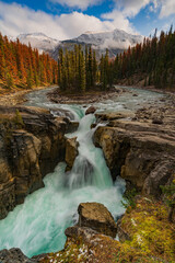 Sunwapta Falls is a pair of waterfalls of the Sunwapta River located in Jasper National Park, Alberta, Canada.