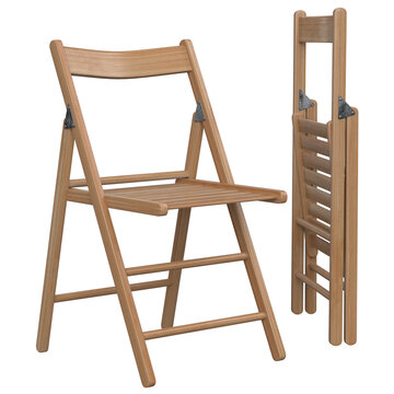 3d rendering illustration of wooden folding chairs