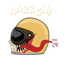 Illustration of monster with helmet. can be used as logo, brans, mascots, tshirt, sticker and patch