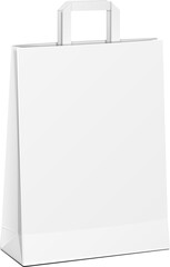 Carrier Paper Bag White. Illustration Isolated On White Background. Mock Up Template Ready For Your Design. Product Packing Vector EPS10