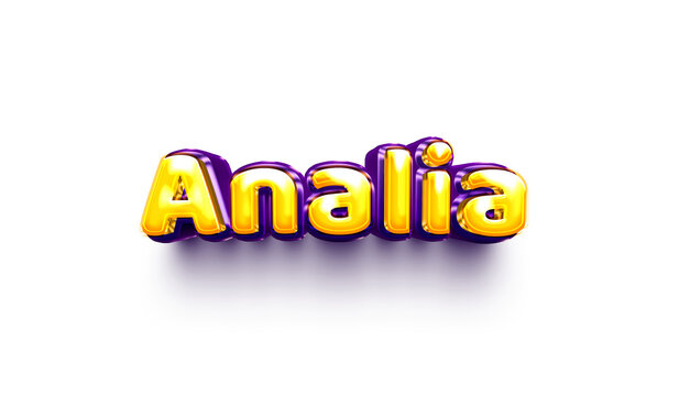 Analia names of girls English helium balloon shiny celebration sticker 3d inflated