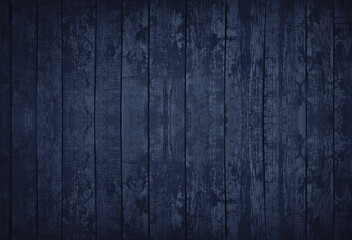 Black blue wooden texture. Dark painted old wood. Rough planks. Dark rustic background with space...