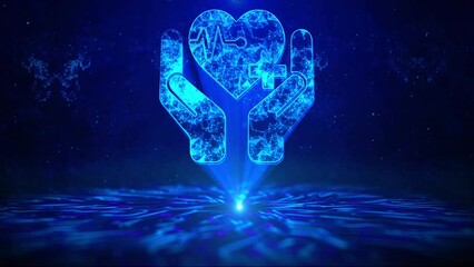 Health Text with HUD Rotation Digital Technology interface Sci Fi Hologram Cyberspace Loop. Concepts and ideas for healthcare technology, innovation medicine, health, science and research - Powered by Adobe