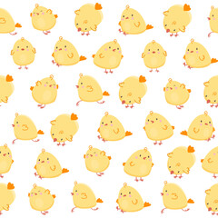 Cute baby pattern. Cheerful chickens. Print for children's clothing