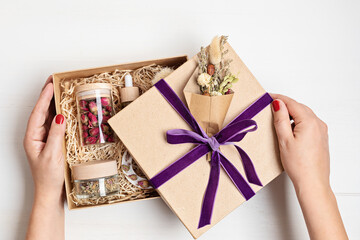 Refined thank you gift basket for romantic holidays with self care products. Corporate or personal...