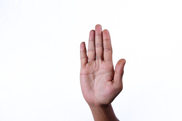 Human hand gesture isolated on white background