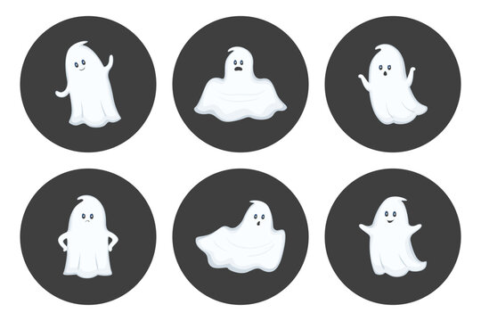 Set of ghost avatars. Vector illustration.