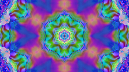 Abstract textured multicolored symmetrical kaleidoscope background