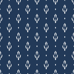 Obraz na płótnie Canvas Ethnic blue white color wallpaper pattern. Vector small geometric ethnic abstract flower shape seamless pattern background. Use for fabric, textile, interior decoration elements, upholstery, wrapping.