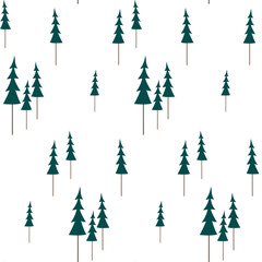 Obraz premium Seamless pattern with christmas trees. Fir forest wrapping paper. New year background