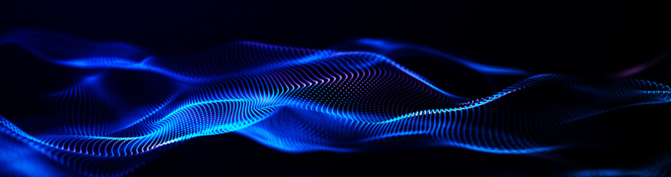 Futuristic point wave. Abstract background with a dynamic wave.Connecting background. Abstract wave. Artificial intelligence. Big data technology 3d rendering