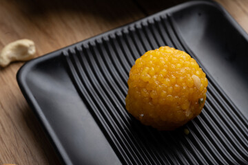 Indian Sweet Motichoor laddoo Also Know as Bundi Laddu or Motichur Laddoo Are Made of Very Small Gram Flour Balls or Boondis Which Are Deep Fried