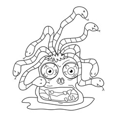 Terrifying head of the Medusa gorgon, clipart